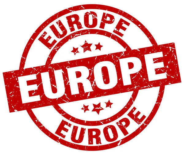 Ευρώπη κόκκινο στρογγυλή σφραγίδα grunge — Διανυσματικό Αρχείο