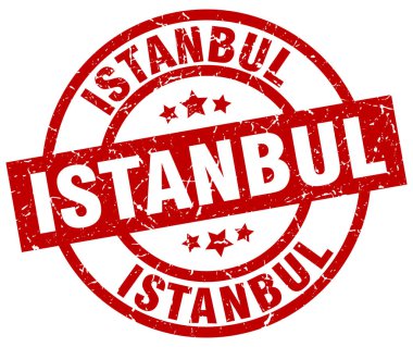 Istanbul kırmızı yuvarlak grunge damgası