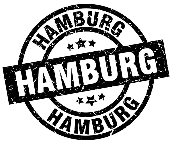 Hamburg schwarze runde grunge-marke — Stockvektor