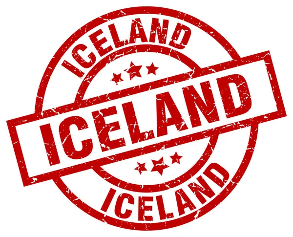 Islandia sello grunge redondo rojo — Vector de stock