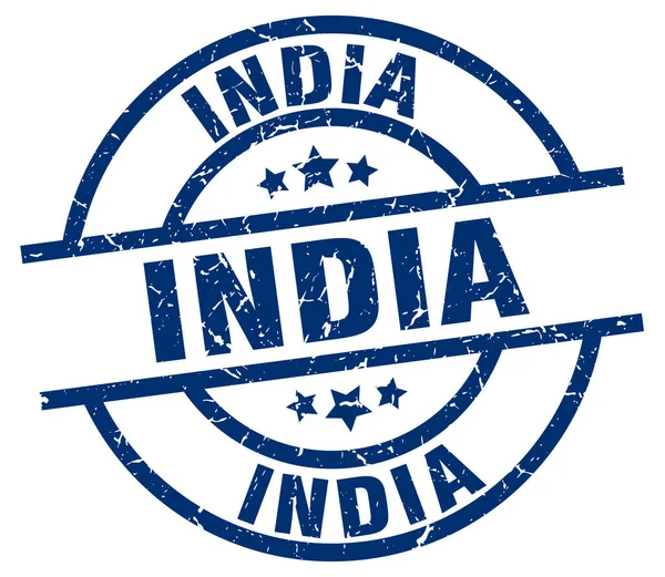Índia azul redondo grunge selo —  Vetores de Stock