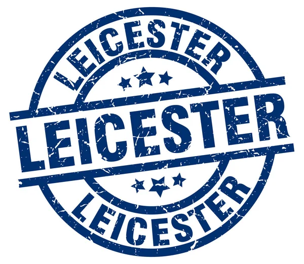 Leicester blauwe ronde grunge stempel — Stockvector