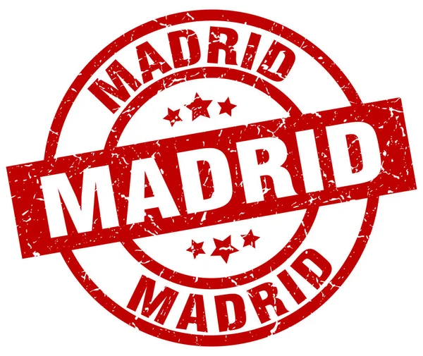 Madrid kırmızı yuvarlak grunge damgası — Stok Vektör