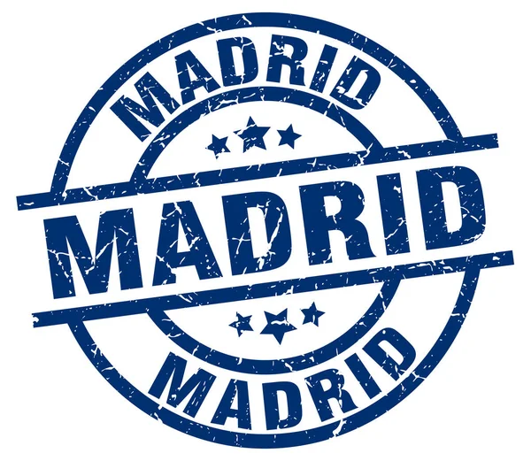 Madrid blauwe ronde grunge stempel — Stockvector