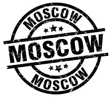Moskova siyah yuvarlak grunge damgası