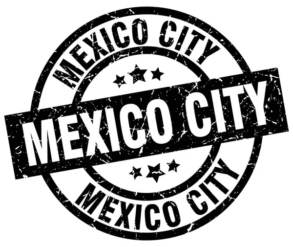 Mexiko Stadt schwarze runde Grunge-Briefmarke — Stockvektor