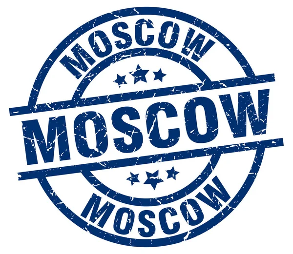 Moskou blauwe ronde grunge stempel — Stockvector