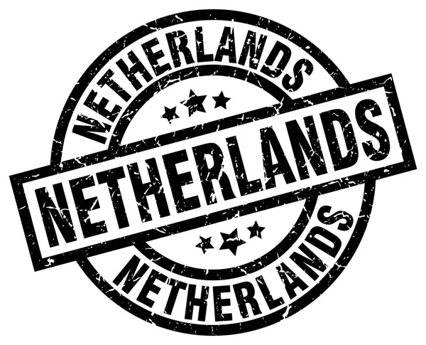 Nederland zwart ronde grunge stempel — Stockvector