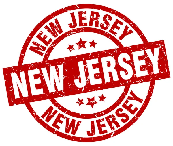 Sello grunge redondo rojo de Nueva Jersey — Vector de stock