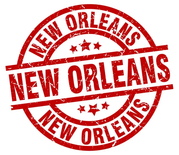 Sello grunge redondo rojo de Nueva Orleans — Vector de stock