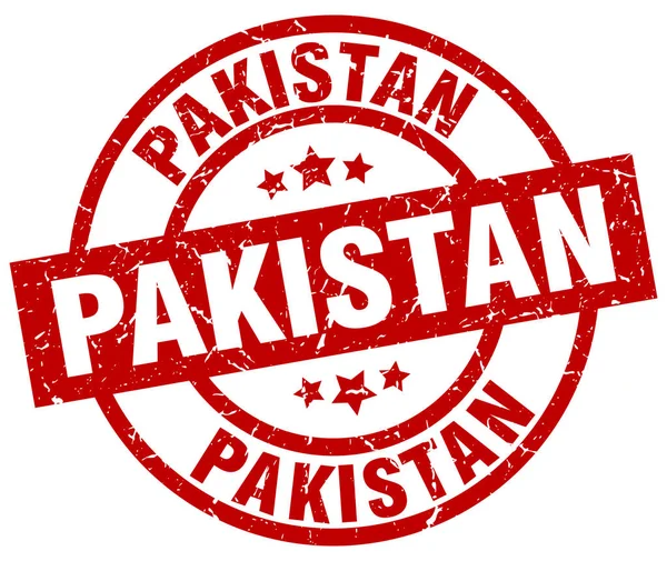 Pakistan kırmızı yuvarlak grunge damgası — Stok Vektör