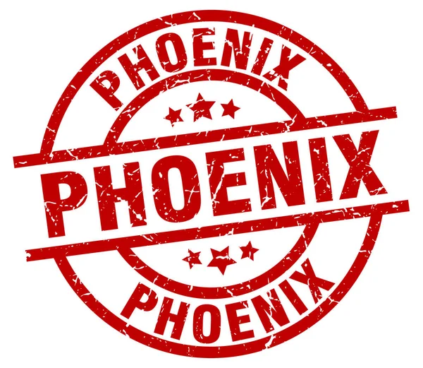 Sello grunge redondo rojo Phoenix — Vector de stock