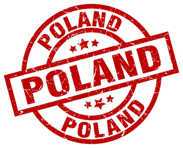 Polen rode ronde grunge stempel — Stockvector