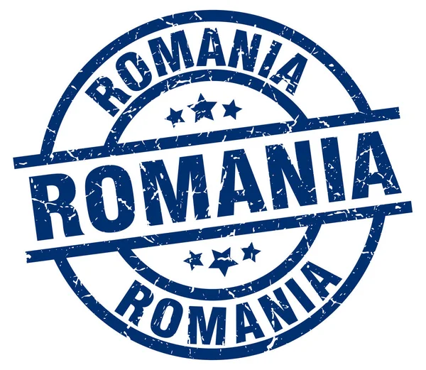 Romania blue round grunge stamp — Stock Vector