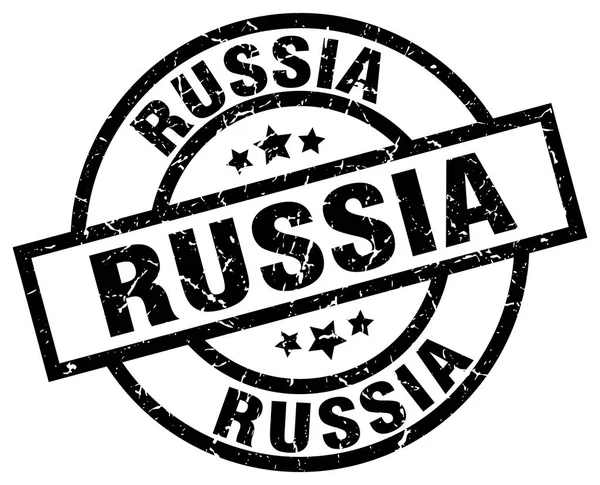 Russia black round grunge stamp — Stock Vector