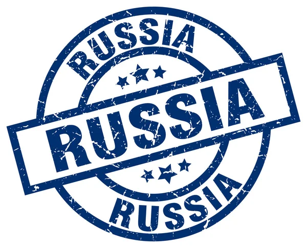 Rusia sello grunge redondo azul — Vector de stock