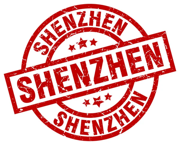 Sello grunge redondo rojo Shenzhen — Vector de stock