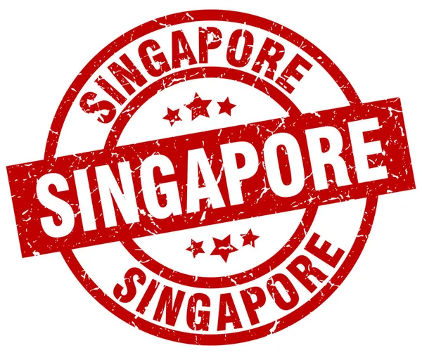 Singapur kırmızı yuvarlak grunge damgası — Stok Vektör