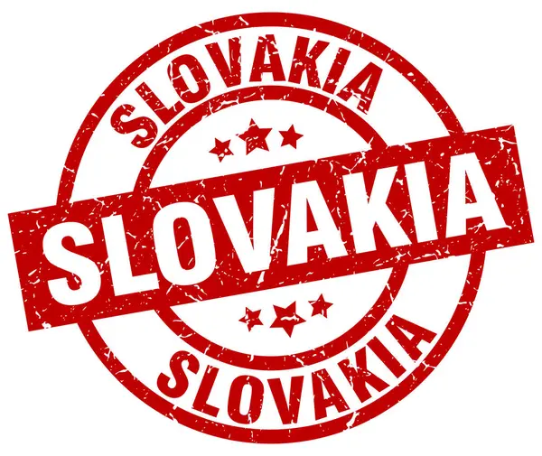Slovensko červené kulaté razítko grunge — Stockový vektor