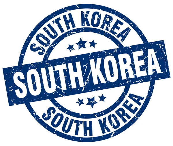 Südkoreas blaue Round Grunge Briefmarke — Stockvektor
