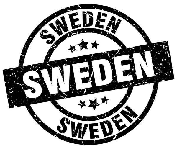 Svédország fekete kör a grunge-bélyeg — Stock Vector