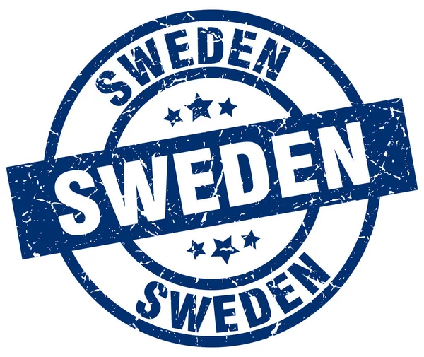 Svédország kék kerek grunge-bélyeg — Stock Vector