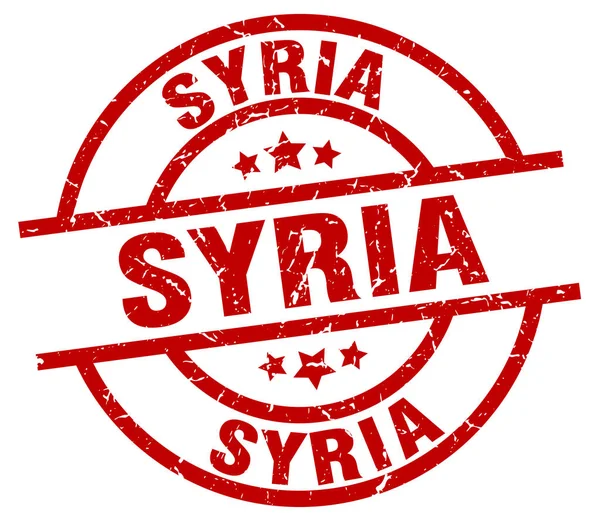 Syrien rote runde grunge-marke — Stockvektor