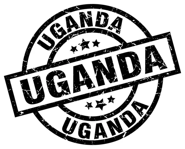 Uganda sello grunge redondo negro — Archivo Imágenes Vectoriales