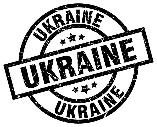 Ukraina svarta runda grunge stämpel — Stock vektor