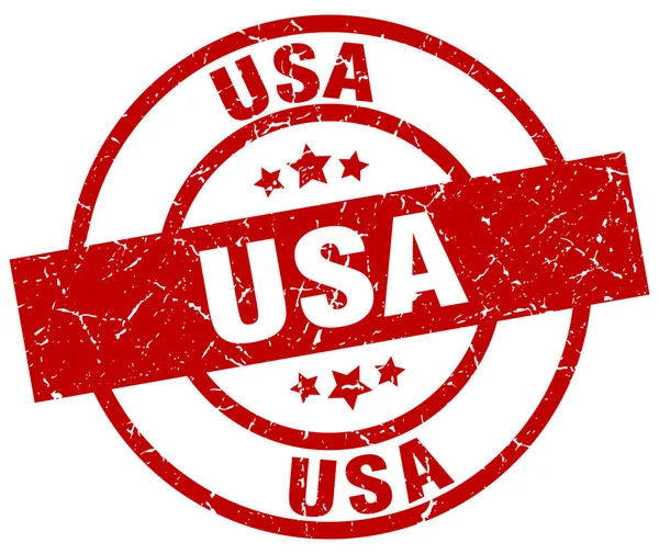 ABD kırmızı yuvarlak grunge damgası — Stok Vektör