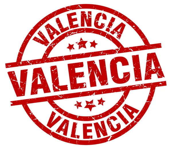 Valencia red round grunge stamp — Stock Vector