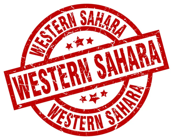 Sello grunge redondo rojo del Sahara Occidental — Vector de stock
