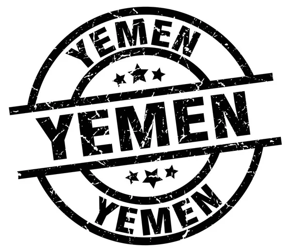 Jemen Svart Rund grunge stämpel — Stock vektor