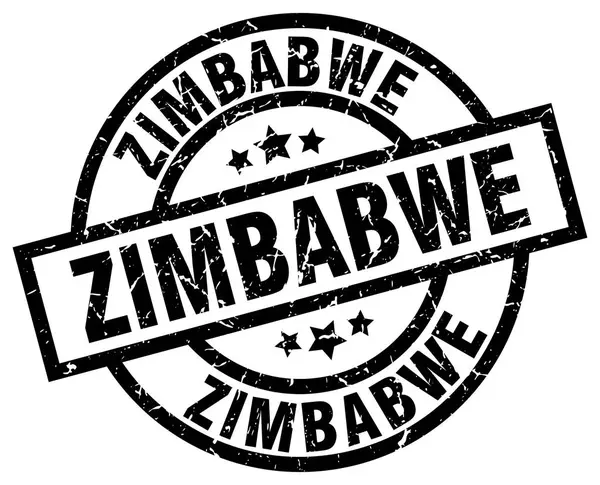 Zimbabwe francobollo grunge rotondo nero — Vettoriale Stock