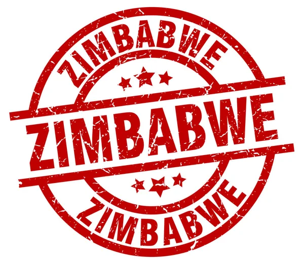 Timbre grunge rond rouge Zimbabwe — Image vectorielle