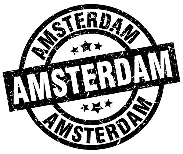 Άμστερνταμ μαύρη στρογγυλή σφραγίδα grunge — Διανυσματικό Αρχείο
