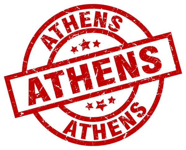 Atene rosso rotondo grunge timbro — Vettoriale Stock