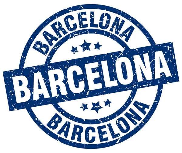 Barcelona albastru rotund grunge timbru — Vector de stoc