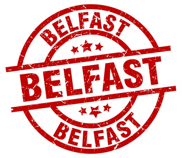 Selo de grunge redondo vermelho Belfast — Vetor de Stock