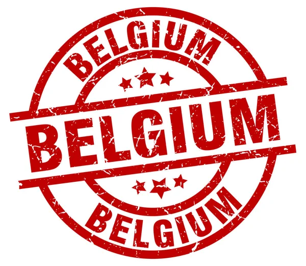 比利时红色圆 grunge 邮票 — 图库矢量图片