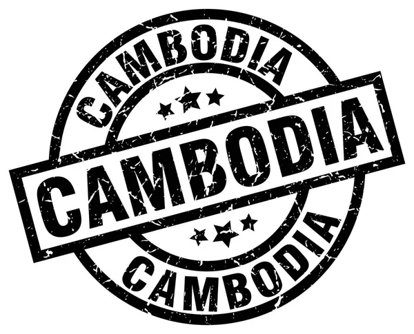 カンボジア黒ラウンド グランジ スタンプ — ストックベクタ