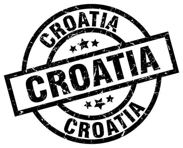 Κροατία μαύρη στρογγυλή σφραγίδα grunge — Διανυσματικό Αρχείο