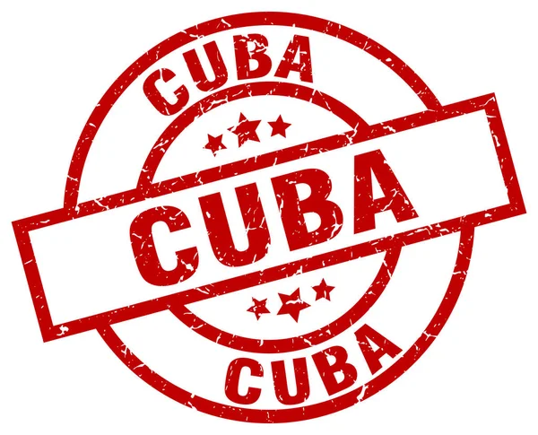 Cuba rosso rotondo grunge timbro — Vettoriale Stock