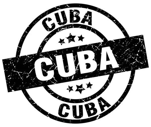 キューバ ブラック ラウンド グランジ スタンプ — ストックベクタ