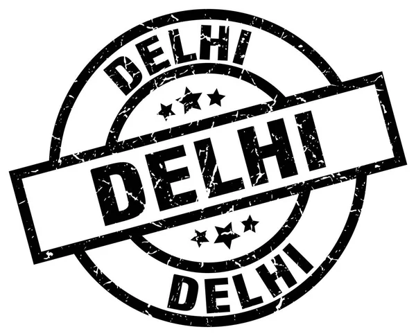 Delhi černé kulaté razítko grunge — Stockový vektor
