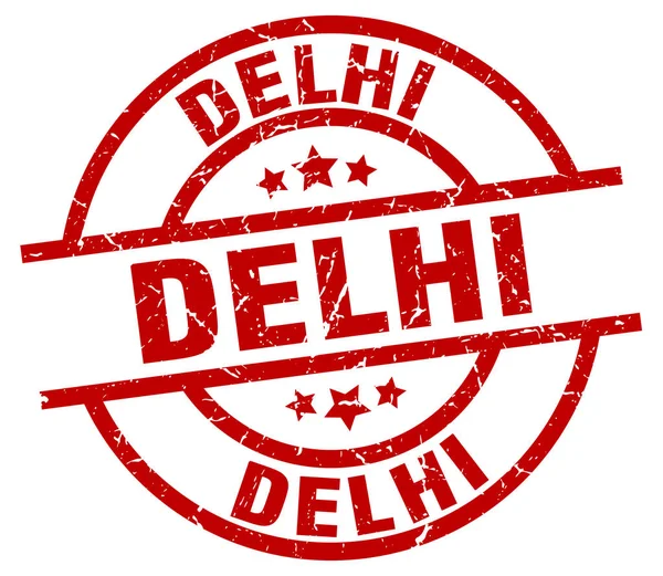 Delhi rode ronde grunge stempel — Stockvector