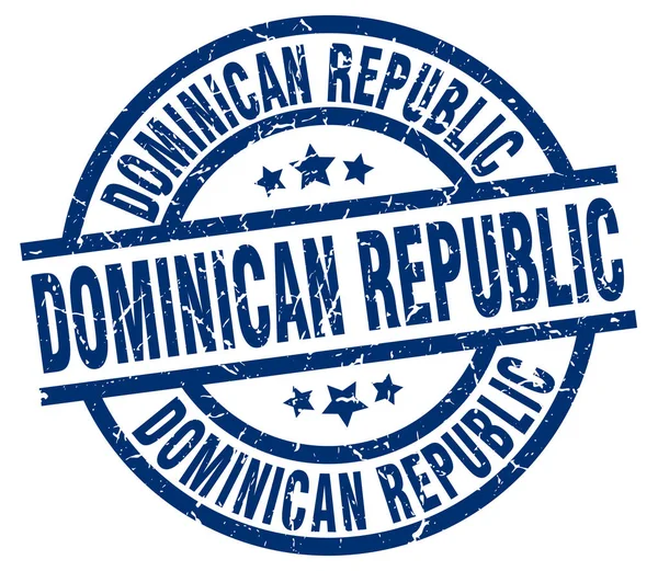 Dominikai Köztársaság kék kerek grunge-bélyeg — Stock Vector