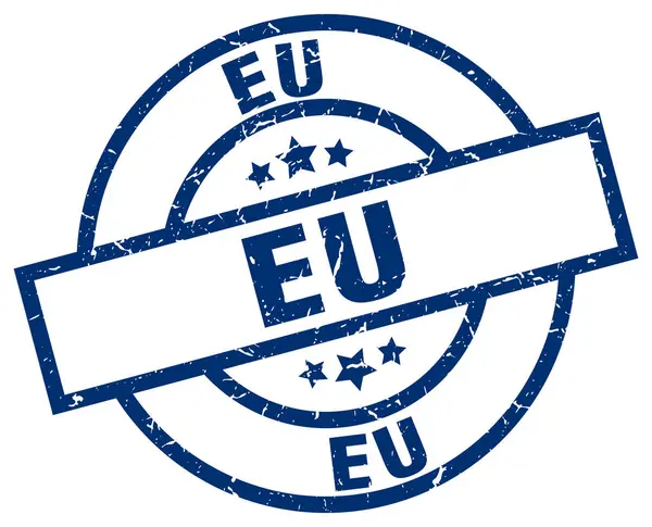 UE niebieski nieczysty okrągły znaczek — Wektor stockowy