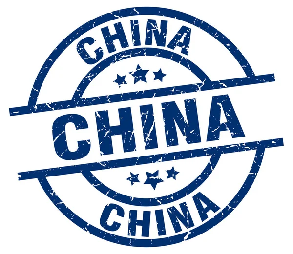 Cina blu rotondo grunge timbro — Vettoriale Stock