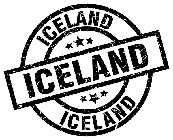 Islandia sello grunge redondo negro — Vector de stock
